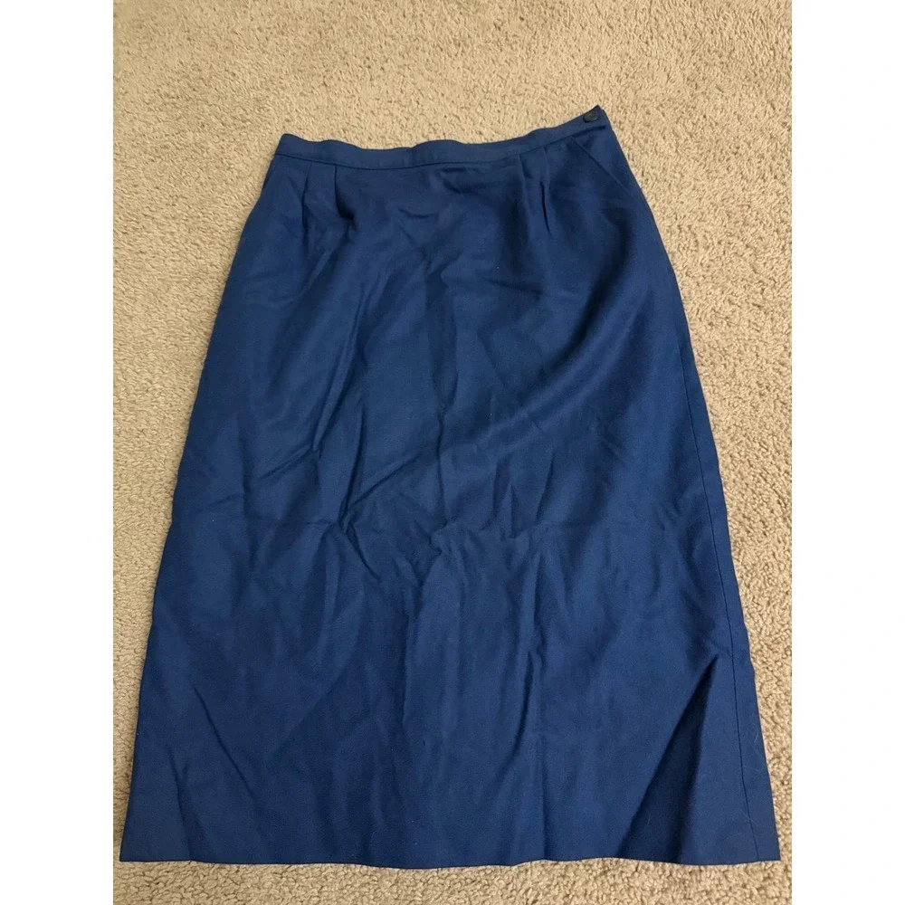 Vintage Pendleton Blue Skirt Size 12 Pure Virgin Wool Made in USA